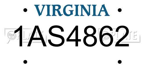 1AS4862 Virginia License Plate