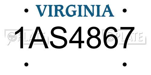 1AS4867 Virginia License Plate