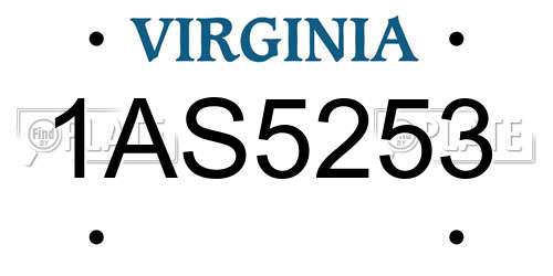 1AS5253 Virginia License Plate