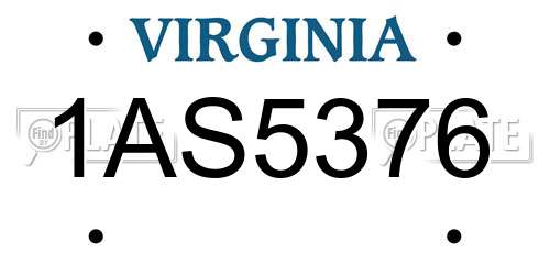 1AS5376 Virginia License Plate