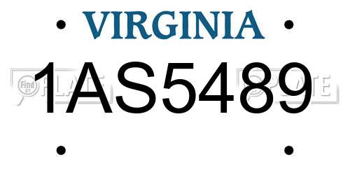 1AS5489 Virginia License Plate