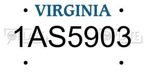1AS5903 Virginia License Plate
