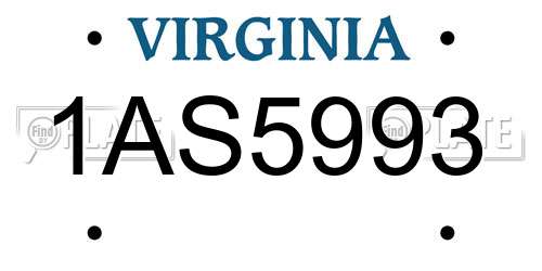 1AS5993 Virginia License Plate