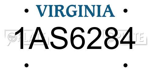 1AS6284 Virginia License Plate