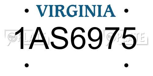 1AS6975 Virginia License Plate