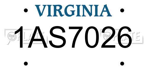 1AS7026 Virginia License Plate