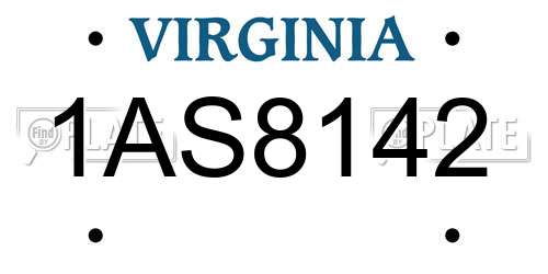1AS8142 Virginia License Plate