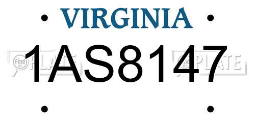 1AS8147 Virginia License Plate