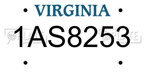 1AS8253 Virginia License Plate