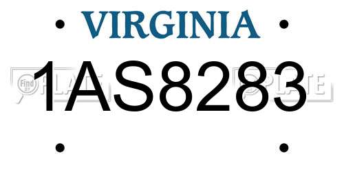 1AS8283 Virginia License Plate