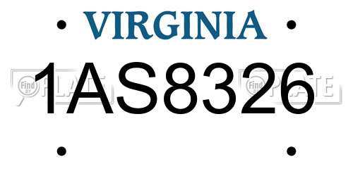 1AS8326 Virginia License Plate