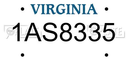 1AS8335 Virginia License Plate
