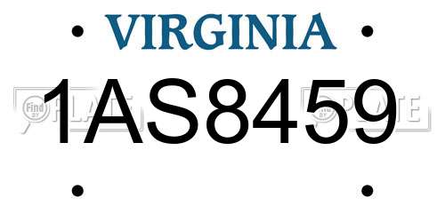 1AS8459 Virginia License Plate