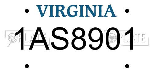 1AS8901 Virginia License Plate