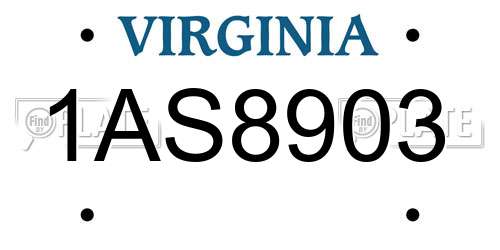 1AS8903 Virginia License Plate