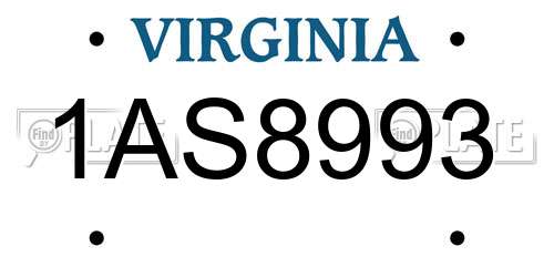 1AS8993 Virginia License Plate