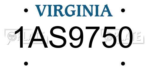 1AS9750 Virginia License Plate