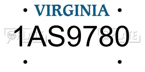 1AS9780 Virginia License Plate