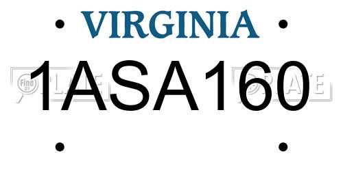 1ASA160 Virginia License Plate