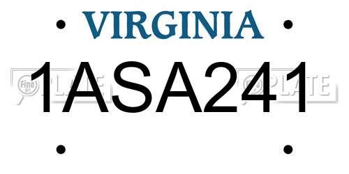 1ASA241 Virginia License Plate