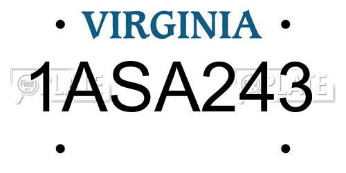 1ASA243 Virginia License Plate