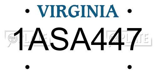 1ASA447 Virginia License Plate