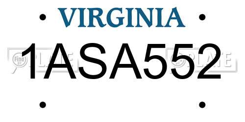 1ASA552 Virginia License Plate