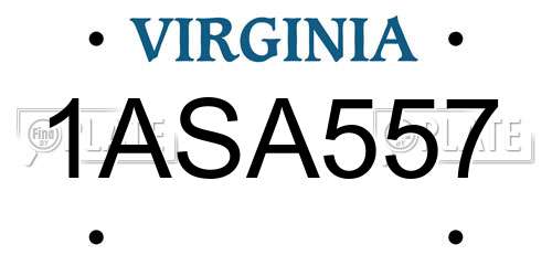 1ASA557 Virginia License Plate