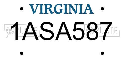 1ASA587 Virginia License Plate