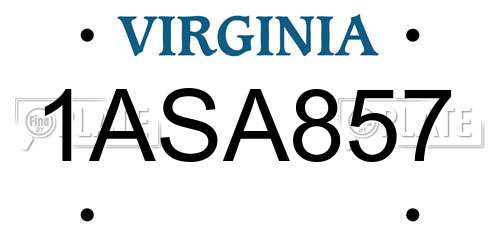 1ASA857 Virginia License Plate