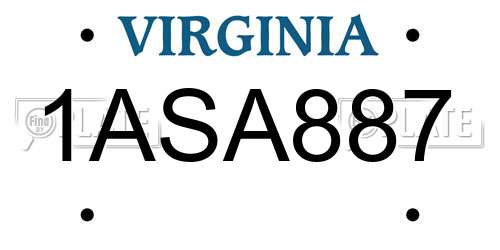1ASA887 Virginia License Plate