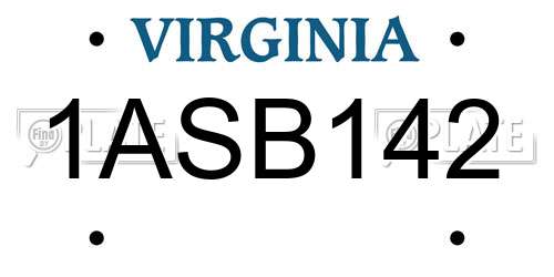 1ASB142 Virginia License Plate