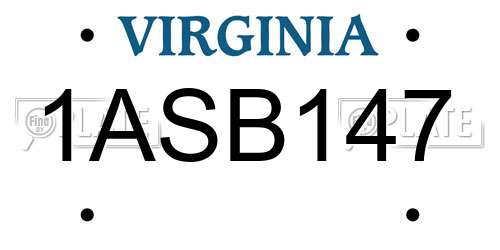 1ASB147 Virginia License Plate