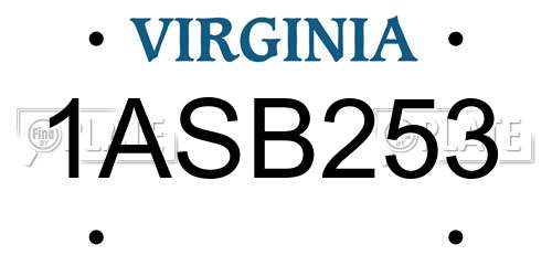1ASB253 Virginia License Plate