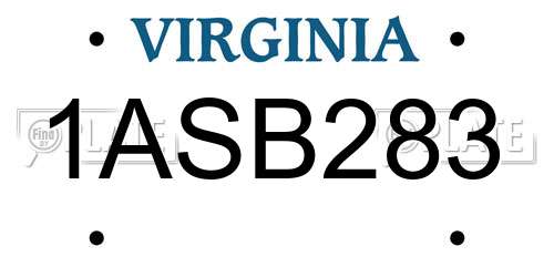 1ASB283 Virginia License Plate