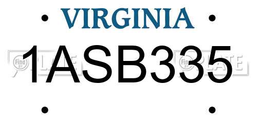 1ASB335 Virginia License Plate