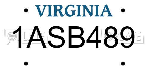 1ASB489 Virginia License Plate