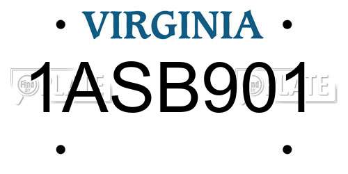 1ASB901 Virginia License Plate