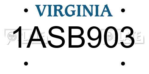 1ASB903 Virginia License Plate