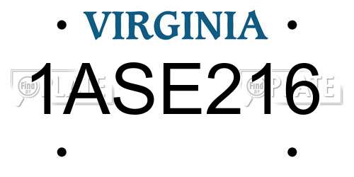 1ASE216 Virginia License Plate