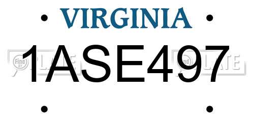 1ASE497 Virginia License Plate