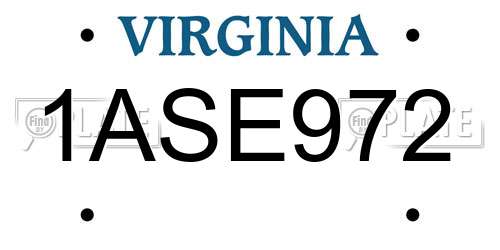 1ASE972 Virginia License Plate