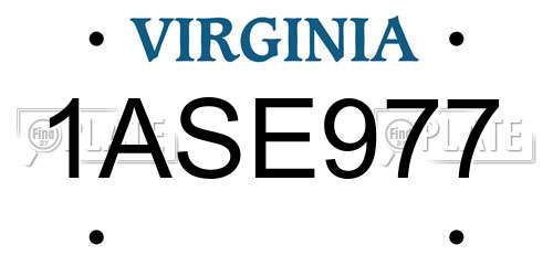 1ASE977 Virginia License Plate