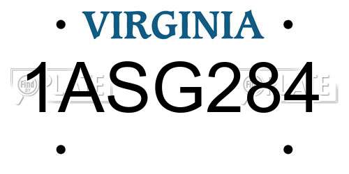 1ASG284 Virginia License Plate
