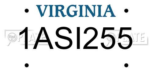 1ASI255 Virginia License Plate