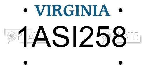 1ASI258 Virginia License Plate
