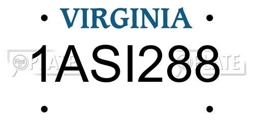 1ASI288 Virginia License Plate