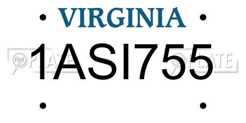 1ASI755 Virginia License Plate