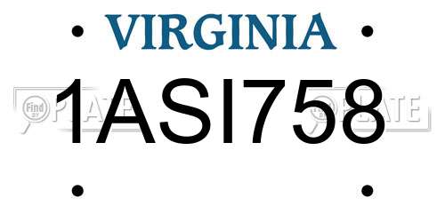 1ASI758 Virginia License Plate