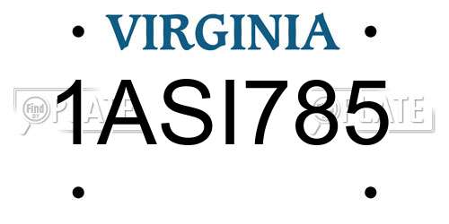 1ASI785 Virginia License Plate